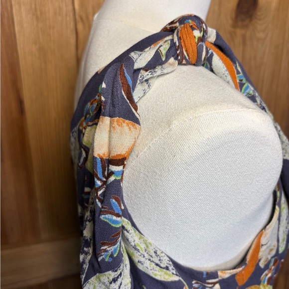 Free People One-Shoulder Dress in Navy and Orange Floral - Picture 8 of 10